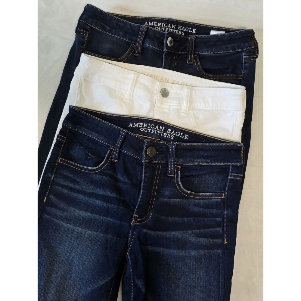 American Eagle Outfitters Women’s Dark Blue and White Jeggings Trio